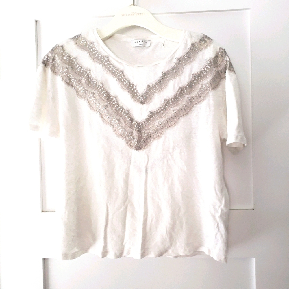 SANDRO emblemish Cottom top